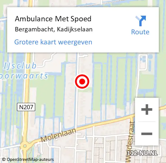 Locatie op kaart van de 112 melding: Ambulance Met Spoed Naar Bergambacht, Kadijkselaan op 11 juni 2024 09:35