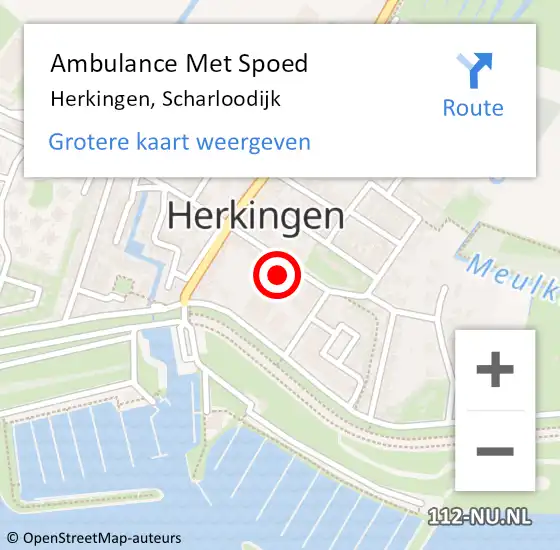 Locatie op kaart van de 112 melding: Ambulance Met Spoed Naar Herkingen, Scharloodijk op 11 juni 2024 09:43