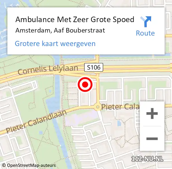 Locatie op kaart van de 112 melding: Ambulance Met Zeer Grote Spoed Naar Amsterdam, Aaf Bouberstraat op 11 juni 2024 09:47