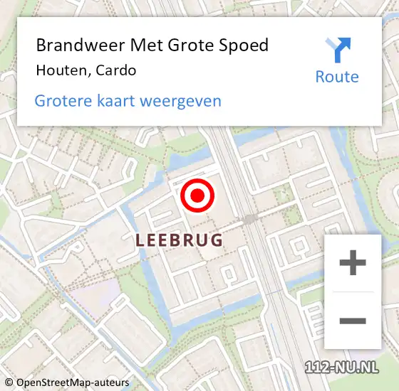 Locatie op kaart van de 112 melding: Brandweer Met Grote Spoed Naar Houten, Cardo op 11 juni 2024 09:48