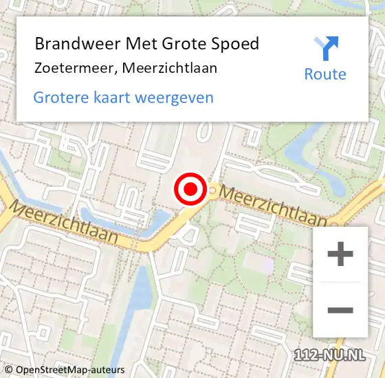 Locatie op kaart van de 112 melding: Brandweer Met Grote Spoed Naar Zoetermeer, Meerzichtlaan op 11 juni 2024 09:51