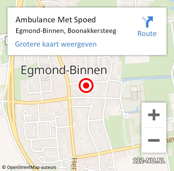 Locatie op kaart van de 112 melding: Ambulance Met Spoed Naar Egmond-Binnen, Boonakkersteeg op 11 juni 2024 10:35