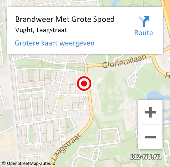 Locatie op kaart van de 112 melding: Brandweer Met Grote Spoed Naar Vught, Laagstraat op 11 juni 2024 11:01