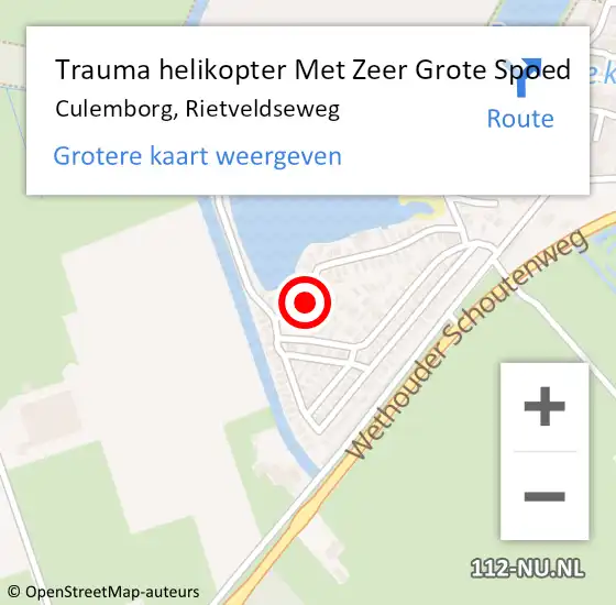 Locatie op kaart van de 112 melding: Trauma helikopter Met Zeer Grote Spoed Naar Culemborg, Rietveldseweg op 11 juni 2024 11:12