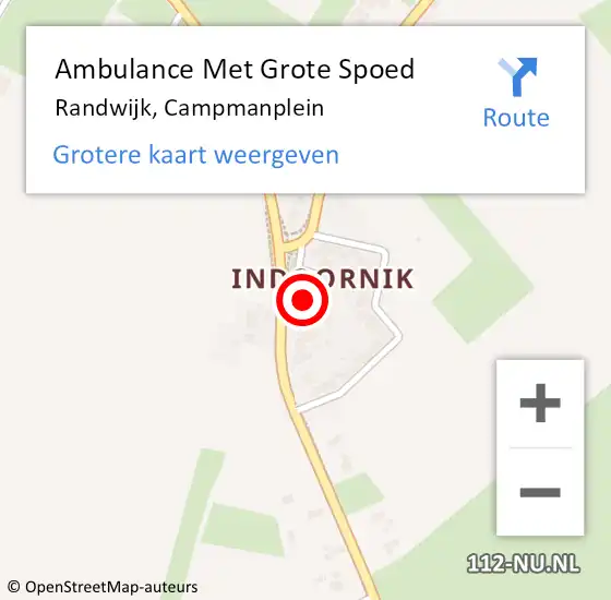 Locatie op kaart van de 112 melding: Ambulance Met Grote Spoed Naar Randwijk, Campmanplein op 9 oktober 2014 07:53