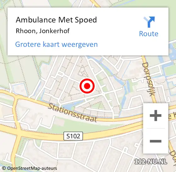 Locatie op kaart van de 112 melding: Ambulance Met Spoed Naar Rhoon, Jonkerhof op 11 juni 2024 11:29