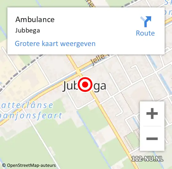 Locatie op kaart van de 112 melding: Ambulance Jubbega op 11 juni 2024 12:06