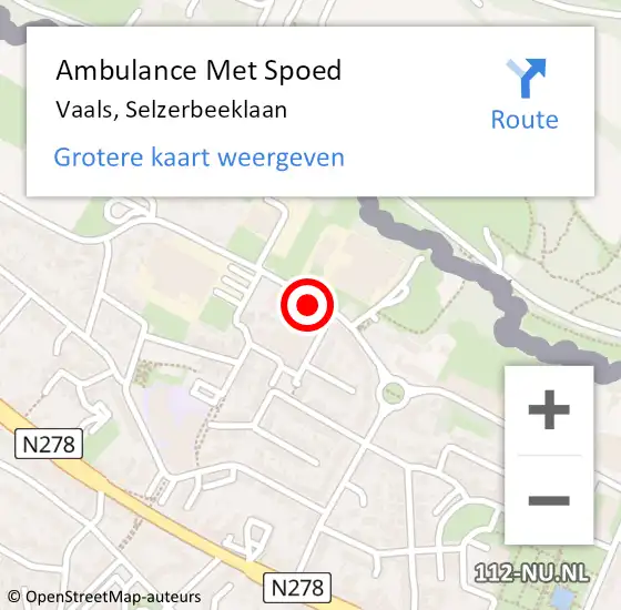 Locatie op kaart van de 112 melding: Ambulance Met Spoed Naar Vaals, Selzerbeeklaan op 9 oktober 2014 08:00