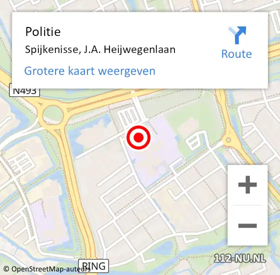 Locatie op kaart van de 112 melding: Politie Spijkenisse, J.A. Heijwegenlaan op 11 juni 2024 12:16