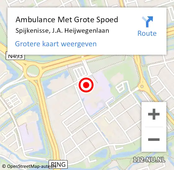 Locatie op kaart van de 112 melding: Ambulance Met Grote Spoed Naar Spijkenisse, J.A. Heijwegenlaan op 11 juni 2024 12:18