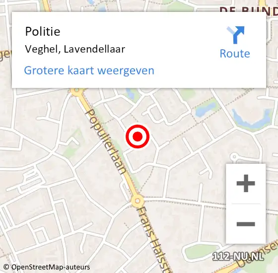 Locatie op kaart van de 112 melding: Politie Veghel, Lavendellaar op 11 juni 2024 12:20