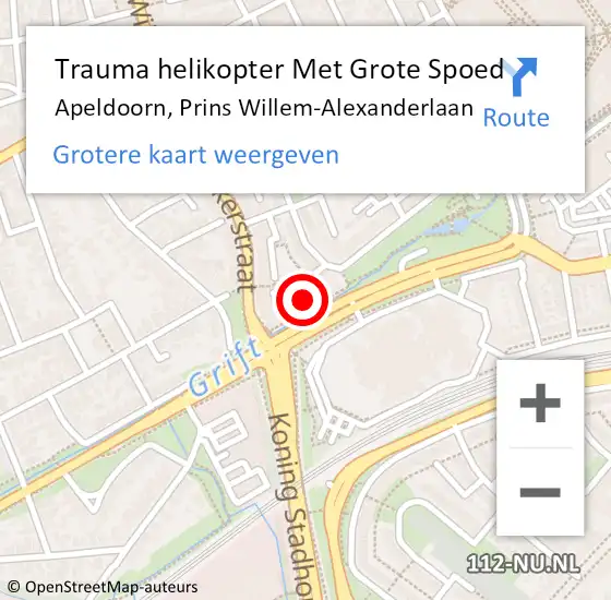 Locatie op kaart van de 112 melding: Trauma helikopter Met Grote Spoed Naar Apeldoorn, Prins Willem-Alexanderlaan op 11 juni 2024 12:40