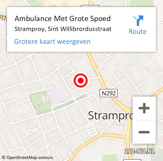 Locatie op kaart van de 112 melding: Ambulance Met Grote Spoed Naar Stramproy, Sint Willibrordusstraat op 11 juni 2024 13:04