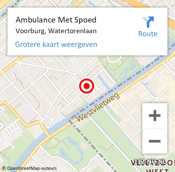 Locatie op kaart van de 112 melding: Ambulance Met Spoed Naar Voorburg, Watertorenlaan op 11 juni 2024 13:30