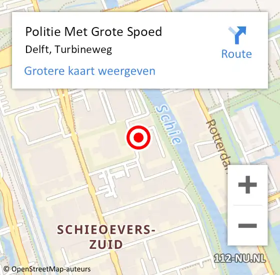 Locatie op kaart van de 112 melding: Politie Met Grote Spoed Naar Delft, Turbineweg op 11 juni 2024 13:39