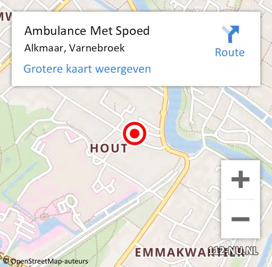 Locatie op kaart van de 112 melding: Ambulance Met Spoed Naar Alkmaar, Varnebroek op 11 juni 2024 13:49