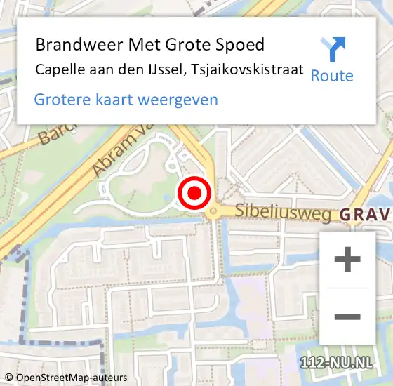 Locatie op kaart van de 112 melding: Brandweer Met Grote Spoed Naar Capelle aan den IJssel, Tsjaikovskistraat op 11 juni 2024 14:04