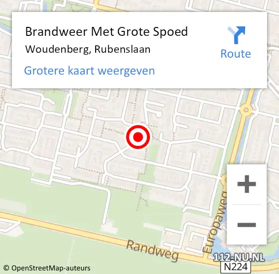 Locatie op kaart van de 112 melding: Brandweer Met Grote Spoed Naar Woudenberg, Rubenslaan op 11 juni 2024 14:07