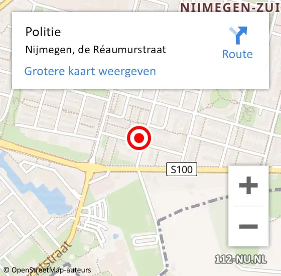 Locatie op kaart van de 112 melding: Politie Nijmegen, de Réaumurstraat op 11 juni 2024 14:08