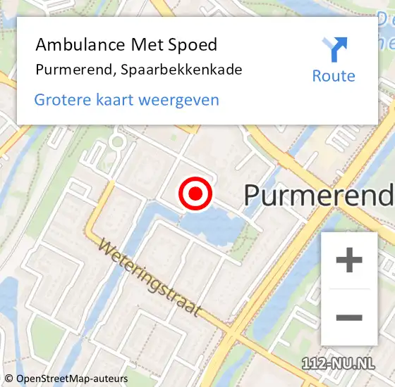 Locatie op kaart van de 112 melding: Ambulance Met Spoed Naar Purmerend, Spaarbekkenkade op 11 juni 2024 14:10