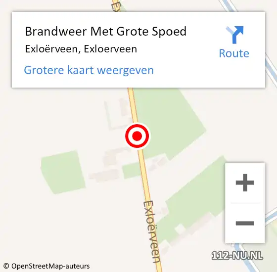 Locatie op kaart van de 112 melding: Brandweer Met Grote Spoed Naar Exloerveen, Exloerveen op 9 oktober 2014 08:16