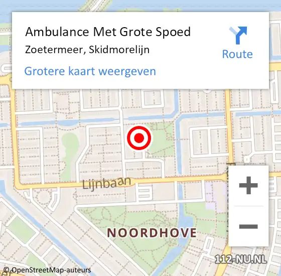 Locatie op kaart van de 112 melding: Ambulance Met Grote Spoed Naar Zoetermeer, Skidmorelijn op 11 juni 2024 14:18