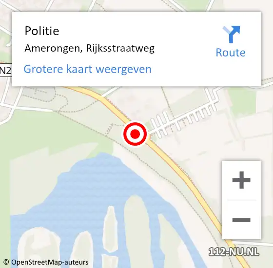 Locatie op kaart van de 112 melding: Politie Amerongen, Rijksstraatweg op 9 oktober 2014 08:19