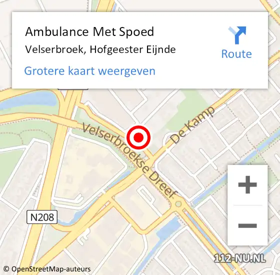 Locatie op kaart van de 112 melding: Ambulance Met Spoed Naar Velserbroek, Hofgeester Eijnde op 11 juni 2024 14:32