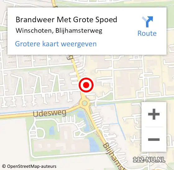 Locatie op kaart van de 112 melding: Brandweer Met Grote Spoed Naar Winschoten, Blijhamsterweg op 11 juni 2024 14:43