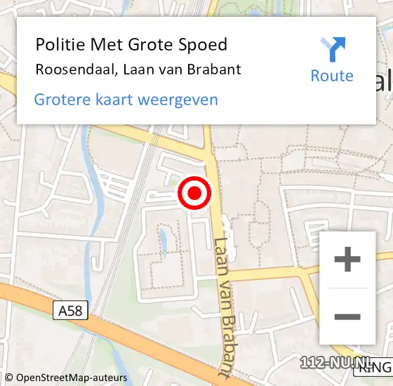 Locatie op kaart van de 112 melding: Politie Met Grote Spoed Naar Roosendaal, Laan van Brabant op 11 juni 2024 14:57