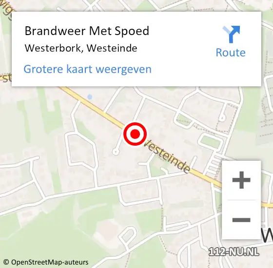 Locatie op kaart van de 112 melding: Brandweer Met Spoed Naar Westerbork, Westeinde op 9 oktober 2014 08:21