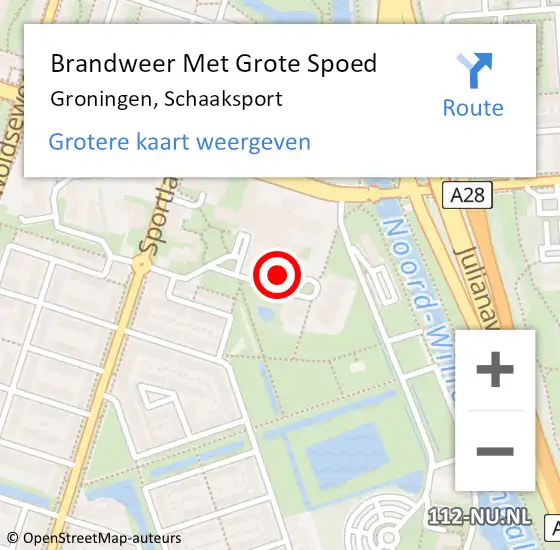 Locatie op kaart van de 112 melding: Brandweer Met Grote Spoed Naar Groningen, Schaaksport op 11 juni 2024 15:11