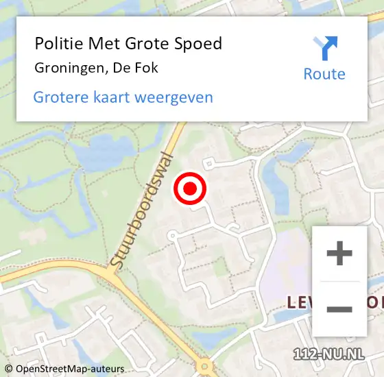 Locatie op kaart van de 112 melding: Politie Met Grote Spoed Naar Groningen, De Fok op 11 juni 2024 15:11