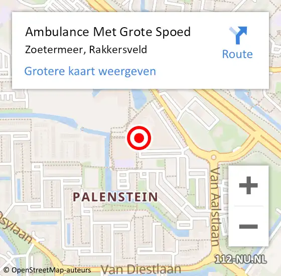 Locatie op kaart van de 112 melding: Ambulance Met Grote Spoed Naar Zoetermeer, Rakkersveld op 11 juni 2024 15:14