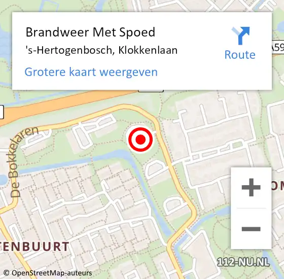 Locatie op kaart van de 112 melding: Brandweer Met Spoed Naar 's-Hertogenbosch, Klokkenlaan op 11 juni 2024 15:30