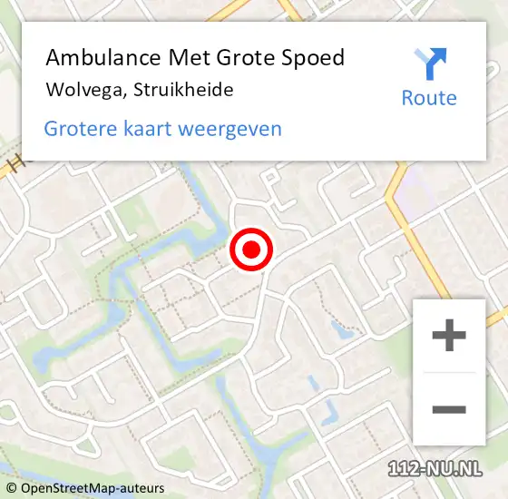 Locatie op kaart van de 112 melding: Ambulance Met Grote Spoed Naar Wolvega, Struikheide op 11 juni 2024 15:36