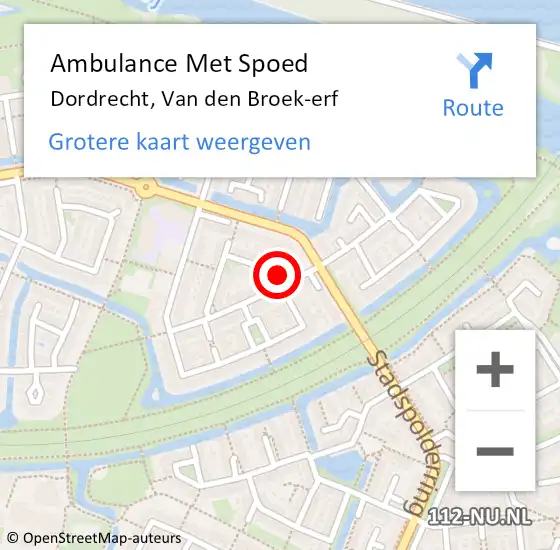 Locatie op kaart van de 112 melding: Ambulance Met Spoed Naar Dordrecht, Van den Broek-erf op 11 juni 2024 15:37