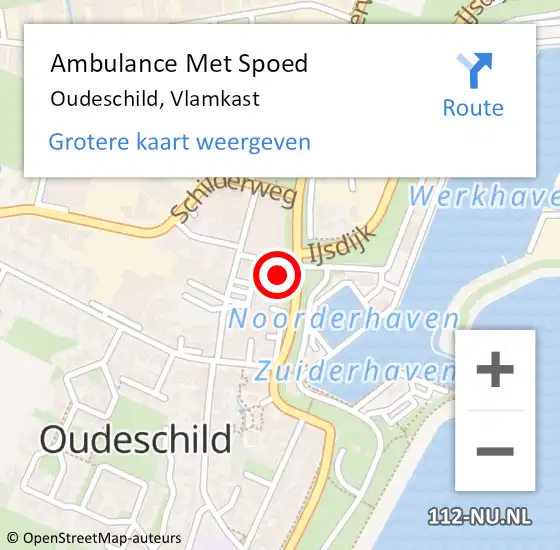 Locatie op kaart van de 112 melding: Ambulance Met Spoed Naar Oudeschild, Vlamkast op 11 juni 2024 15:49