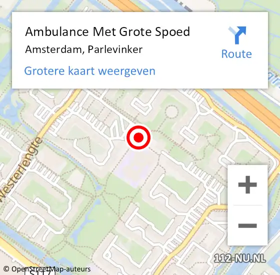 Locatie op kaart van de 112 melding: Ambulance Met Grote Spoed Naar Amsterdam, Parlevinker op 11 juni 2024 15:49