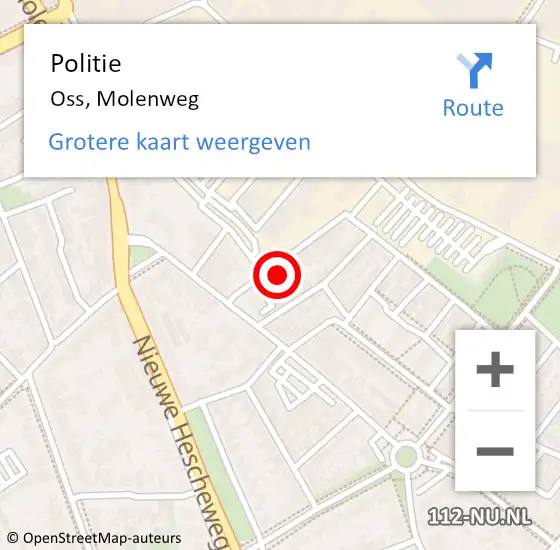 Locatie op kaart van de 112 melding: Politie Oss, Molenweg op 11 juni 2024 15:53