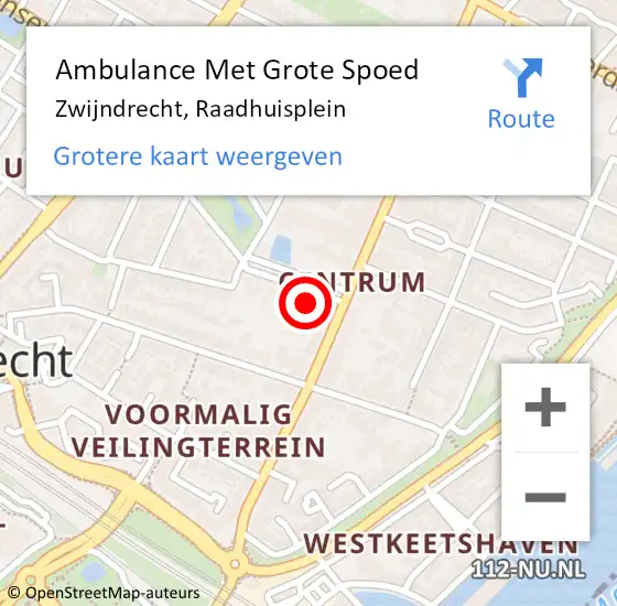 Locatie op kaart van de 112 melding: Ambulance Met Grote Spoed Naar Zwijndrecht, Raadhuisplein op 11 juni 2024 16:06
