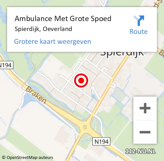 Locatie op kaart van de 112 melding: Ambulance Met Grote Spoed Naar Spierdijk, Oeverland op 11 juni 2024 16:07