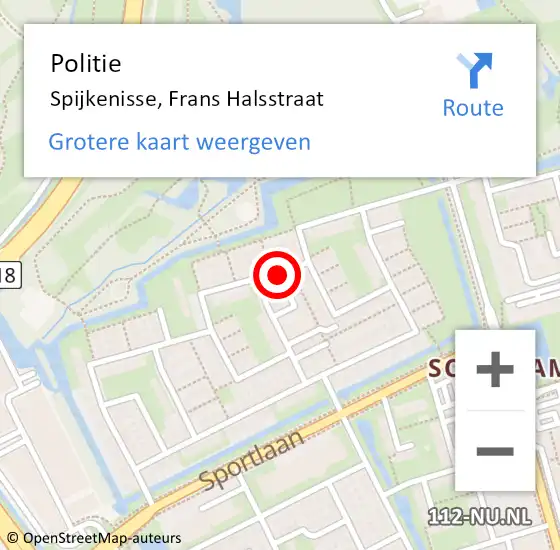 Locatie op kaart van de 112 melding: Politie Spijkenisse, Frans Halsstraat op 11 juni 2024 16:10