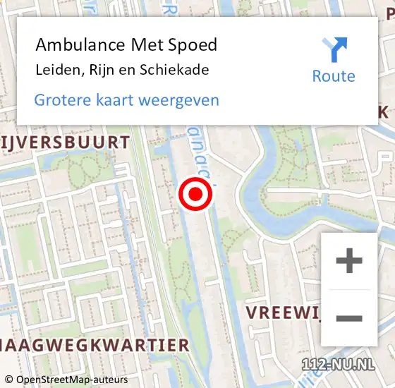 Locatie op kaart van de 112 melding: Ambulance Met Spoed Naar Leiden, Rijn en Schiekade op 11 juni 2024 16:22