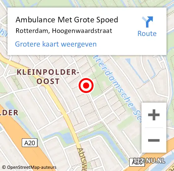 Locatie op kaart van de 112 melding: Ambulance Met Grote Spoed Naar Rotterdam, Hoogenwaardstraat op 11 juni 2024 16:23
