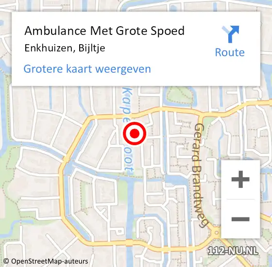 Locatie op kaart van de 112 melding: Ambulance Met Grote Spoed Naar Enkhuizen, Bijltje op 11 juni 2024 16:27