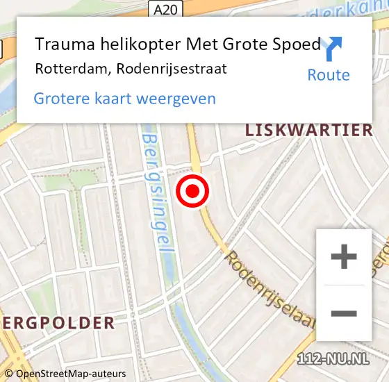 Locatie op kaart van de 112 melding: Trauma helikopter Met Grote Spoed Naar Rotterdam, Rodenrijsestraat op 11 juni 2024 16:38