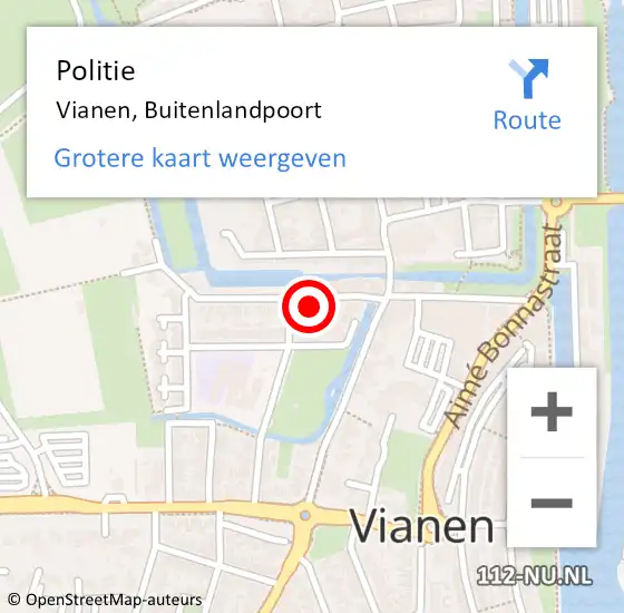 Locatie op kaart van de 112 melding: Politie Vianen, Buitenlandpoort op 11 juni 2024 16:42