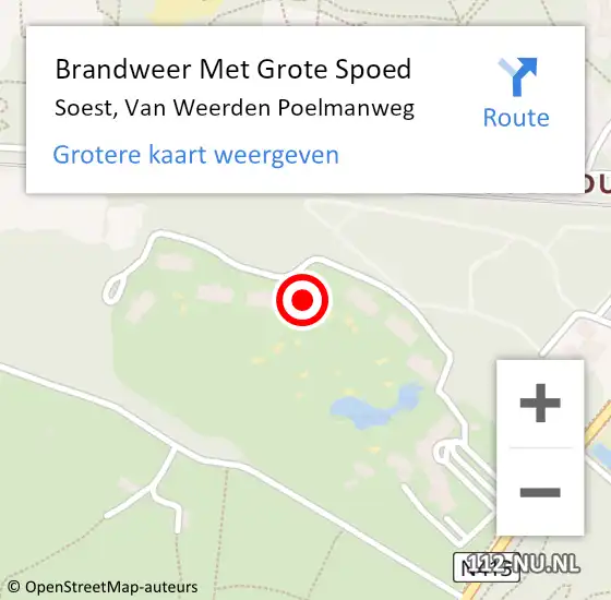 Locatie op kaart van de 112 melding: Brandweer Met Grote Spoed Naar Soest, Van Weerden Poelmanweg op 11 juni 2024 16:45