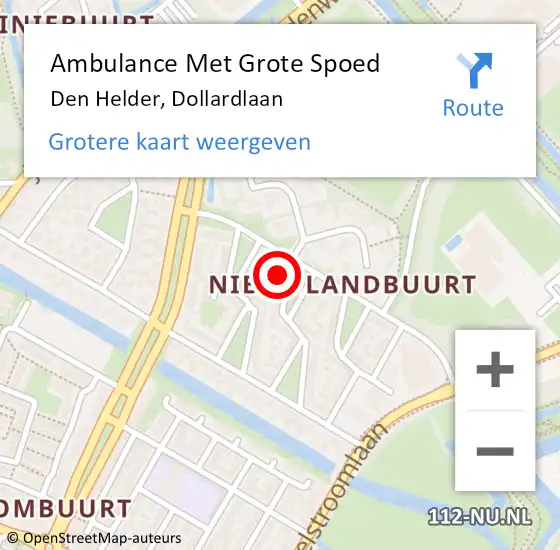 Locatie op kaart van de 112 melding: Ambulance Met Grote Spoed Naar Den Helder, Dollardlaan op 11 juni 2024 16:53